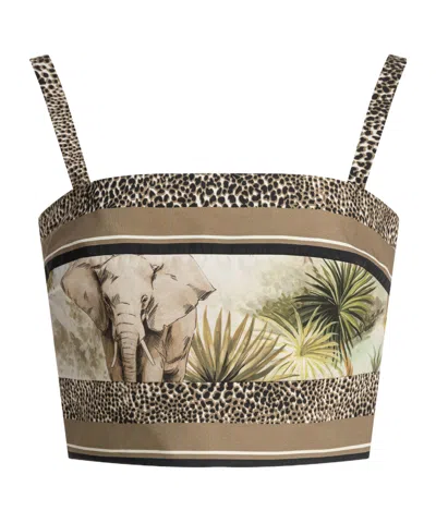 ELIE SAAB ELIE SAAB SAVANNAH PRINTED CROPPED TOP