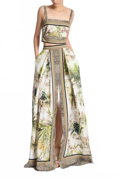 Elie Saab Printed Cotton Crop Top In Foulard In Multi