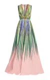 Elie Saab Printed Cotton Maxi Dress In Multi