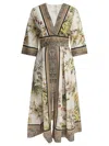 Elie Saab Printed Cotton Midi Dress Foulard40 Printed Cotton In Green