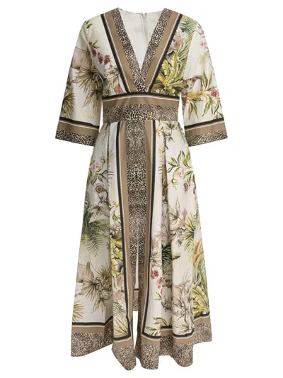 Elie Saab Printed Cotton Midi Dress Foulard40 Printed Cotton In Green