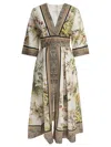 Elie Saab Printed Cotton Midi Dress Foulard40 Printed Cotton In Brown