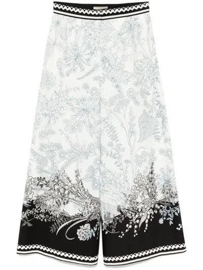 Elie Saab Printed Cotton Pants In 白色