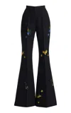 Elie Saab Women's Printed Crepe Straight-leg Pants In Black