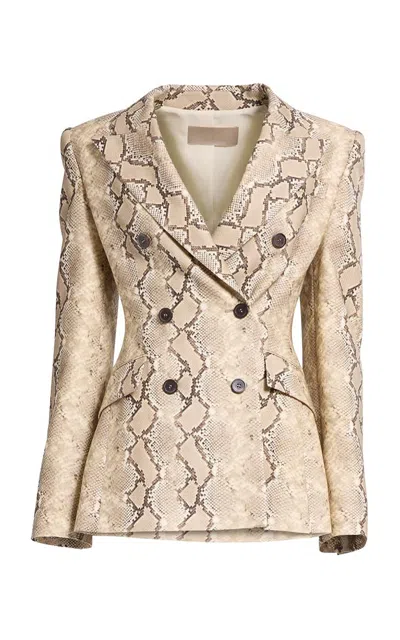 Elie Saab Printed Drill Jacket In Neutral