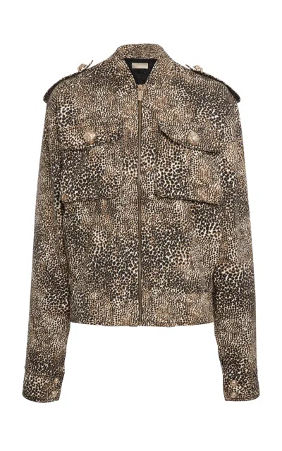 Elie Saab Printed Gabardine Bomber Jacket