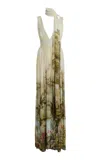 Elie Saab Printed Georgette Maxi Dress