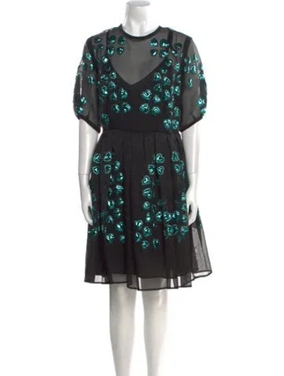 Pre-owned Elie Saab Printed Knee-length Dress In Black