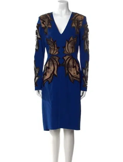 Pre-owned Elie Saab Printed Knee-length Dress In Blue