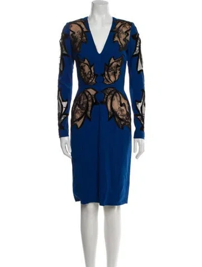 Pre-owned Elie Saab Printed Knee-length Dress In Blue