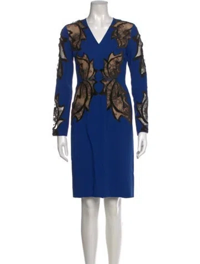 Pre-owned Elie Saab Printed Knee-length Dress In Blue