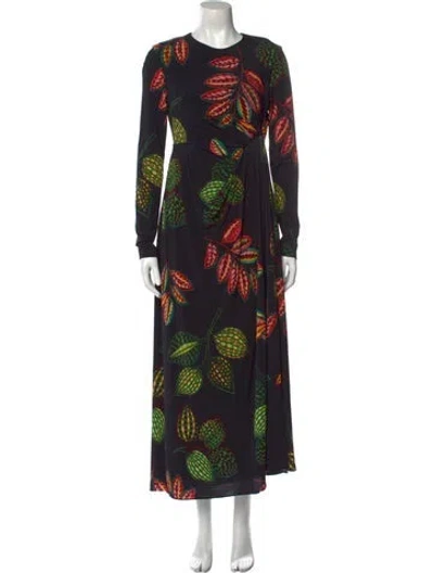 Pre-owned Elie Saab Printed Long Dress In Black