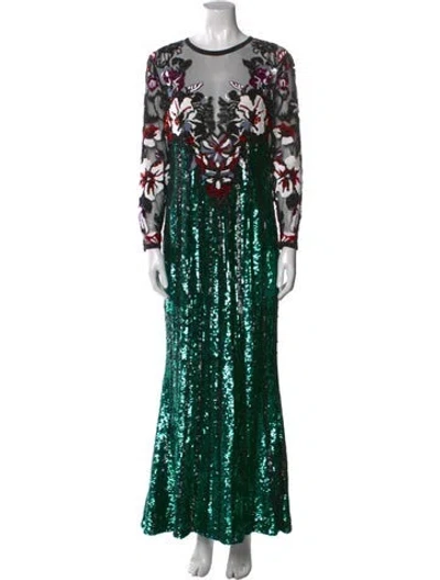 Pre-owned Elie Saab Printed Long Dress In Green