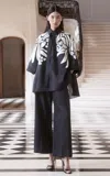 Elie Saab Printed Mikado Wide-leg Pants In Black,white