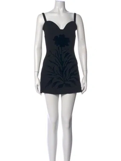 Pre-owned Elie Saab Printed Mini Dress In Black