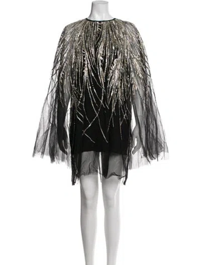 Pre-owned Elie Saab Printed Mini Dress In Black