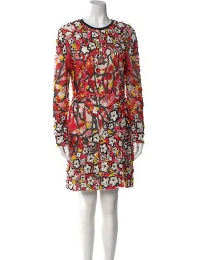 Pre-owned Elie Saab Printed Mini Dress In Pink