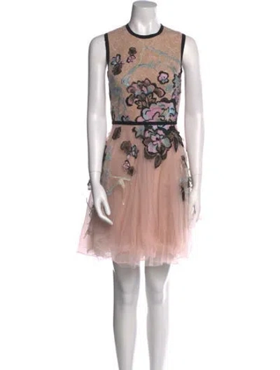 Pre-owned Elie Saab Printed Mini Dress In Pink