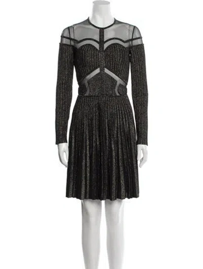 Pre-owned Elie Saab Printed Mini Dress In Silver