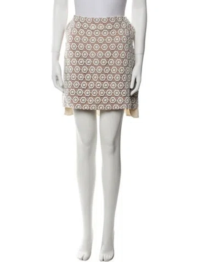 Pre-owned Elie Saab Printed Mini Skirt W/ Tags In Neutral