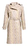 Elie Saab Printed Python Leather Coat In Neutral