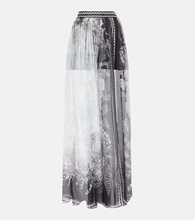 Elie Saab Printed Silk Chiffon Maxi Skirt In Multicoloured