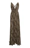 Elie Saab Printed Silk Maxi Dress