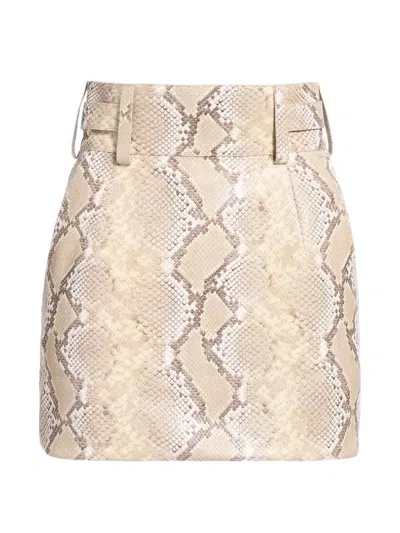 Elie Saab Python-print Belted Mini Skirt In Neutral
