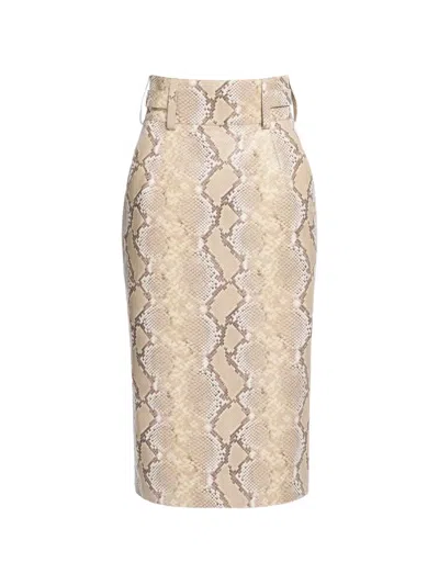 Elie Saab Python-print Belt-loops Midi Skirt In Multi