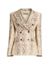 Elie Saab Python-print Double-breasted Jacket In Neutral