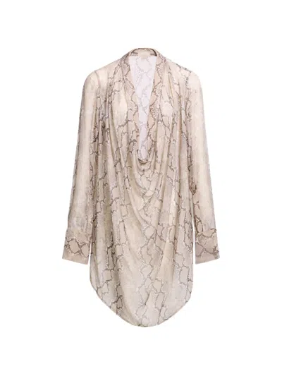 Elie Saab Python-print Draped Blouse In Blue