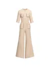 Elie Saab Python-print Tweed Jumpsuit In Neutral