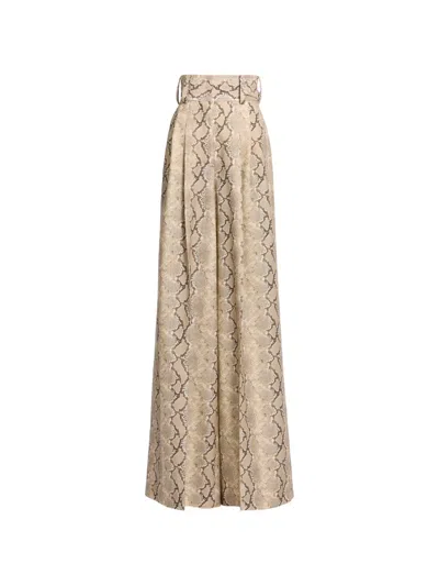 Elie Saab Python-print Virgin-wool Trousers In Neutral