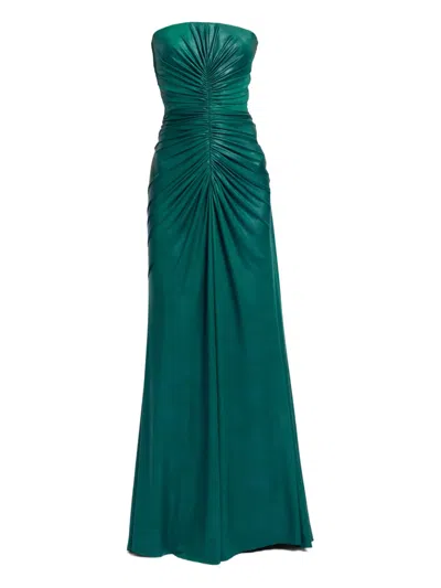 ELIE SAAB RUCHED STRAPLESS MAXI DRESS