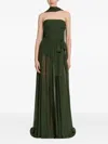 Elie Saab Ruched Tie Maxi Dress In Green