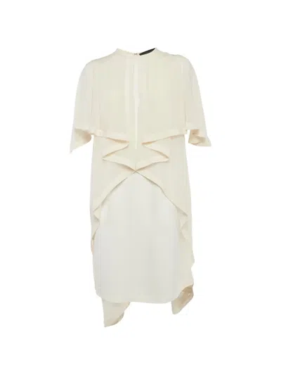 Pre-owned Elie Saab Ruffled Draped Midi Dress In Neutral