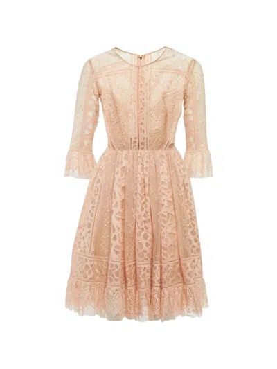 Pre-owned Elie Saab Ruffled Lace Dress In Pink