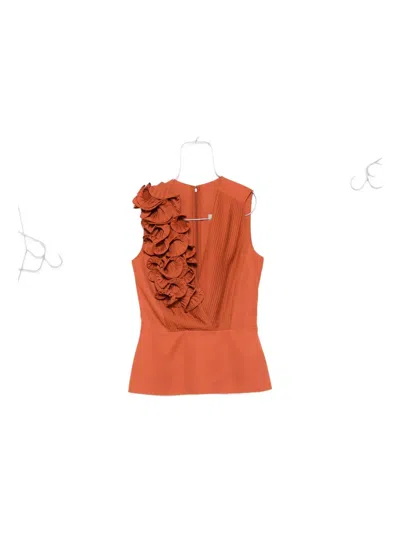 Elie Saab Ruffled-pleated Top In Orange