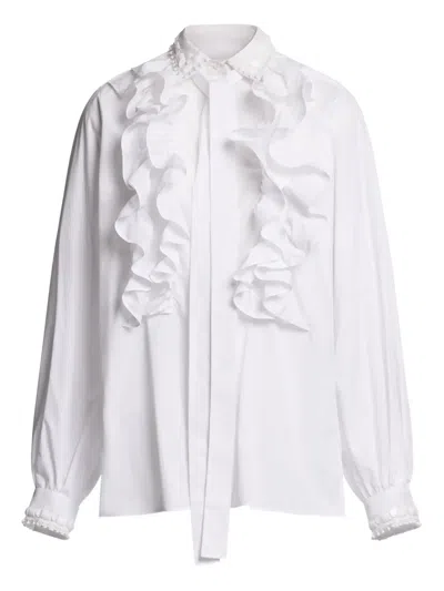 Elie Saab Ruffled Poplin Shirt In White