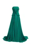 Elie Saab Ruffled Silk Georgette Maxi Dress In Green