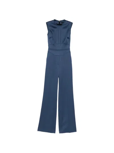 Elie Saab Satin Cummerbund-detail Jumpsuit In Blue