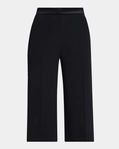 Elie Saab Satin-trim Cady Straight-leg Crop Tuxedo Trousers In Black