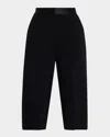 Elie Saab Satin Waistband Straight-leg Cady Crop Pants In Black