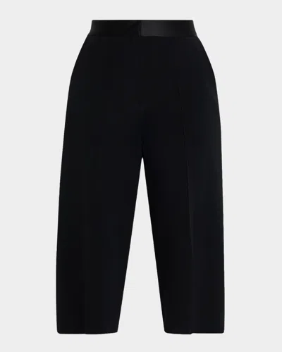 Elie Saab Satin Waistband Straight-leg Cady Crop Pants In Black