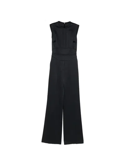 Elie Saab Satin-finish Sleeveless Jumpsuit In Black