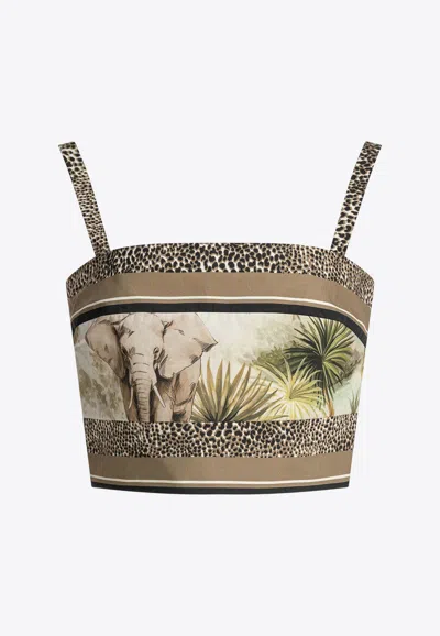 ELIE SAAB SAVANNAH PRINT CROPPED TOP