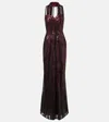 Elie Saab Scarf-detail Sequined Gown In Brown