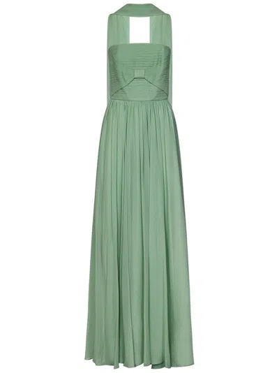 Elie Saab Scarf Detailed Strapless Gown In Green