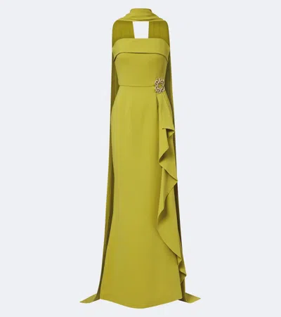 Elie Saab Scarf-detail Embellished Draped Cady Gown In Green