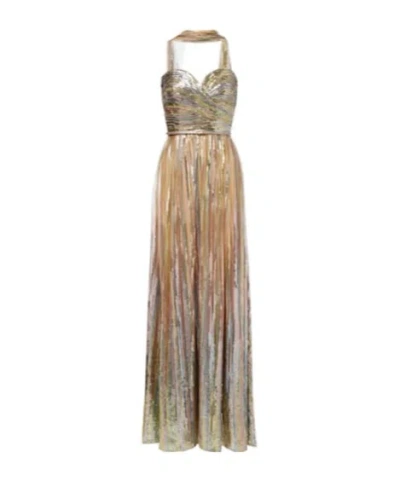 Elie Saab Scarf-detail Sequined Gown In Brown